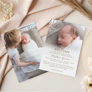 Gentle Daisy Petals Floral Welcome Baby Photo Announcement