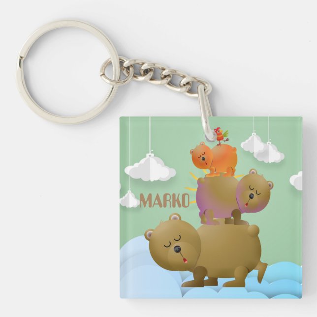Gentle design of a bear family key ring (Front)