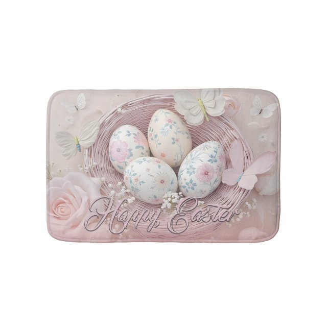 Gentle Easter Joy with Floral Motif Bath Mat (Front)