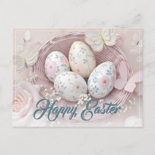Gentle Easter Joy with Floral Motif Holiday Postcard