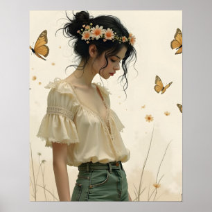 Gentle Elegance in a Butterfly Dance Poster