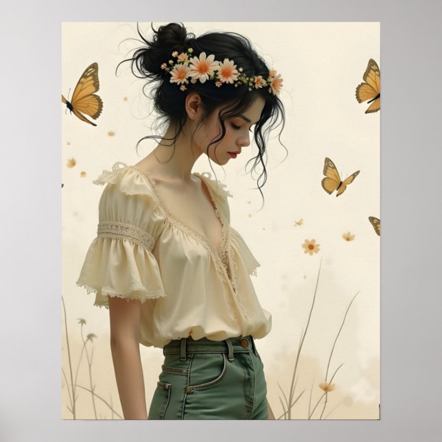 Gentle Elegance in a Butterfly Dance Poster (Front)