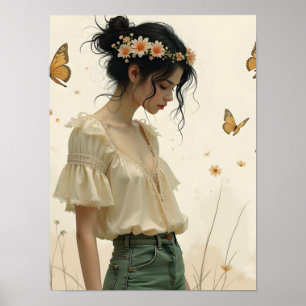 Gentle Elegance in a Butterfly Dance Poster