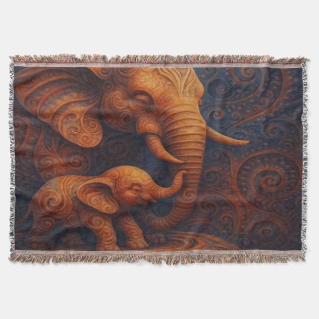 Gentle Elephants Throw Blanket (Front)