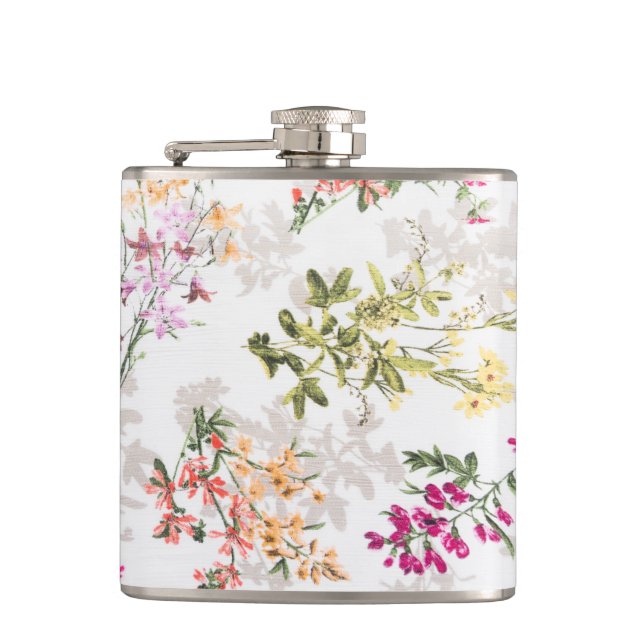 Gentle floral pattern hip flask (Front)