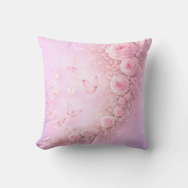 Gentle Floral Pattern – Soft Pink Roses with Soft  Cushion (Front)