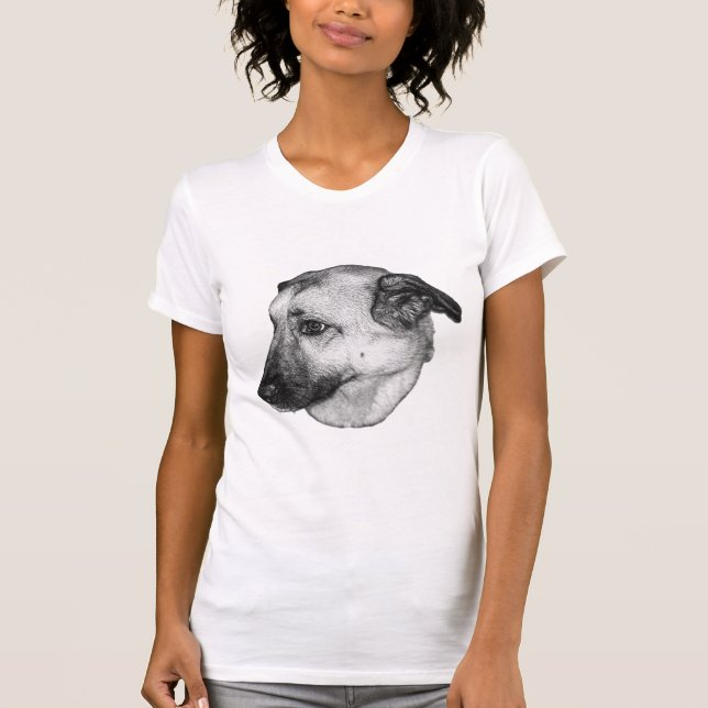 Gentle Gaze, Grayscale Dog Tee (Front)