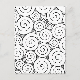 Gentle Geometric Black & White Spirals Postcard