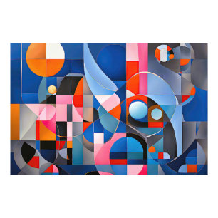 Gentle Geometry: Hues of Blue & Pink in Abstract Photo Print