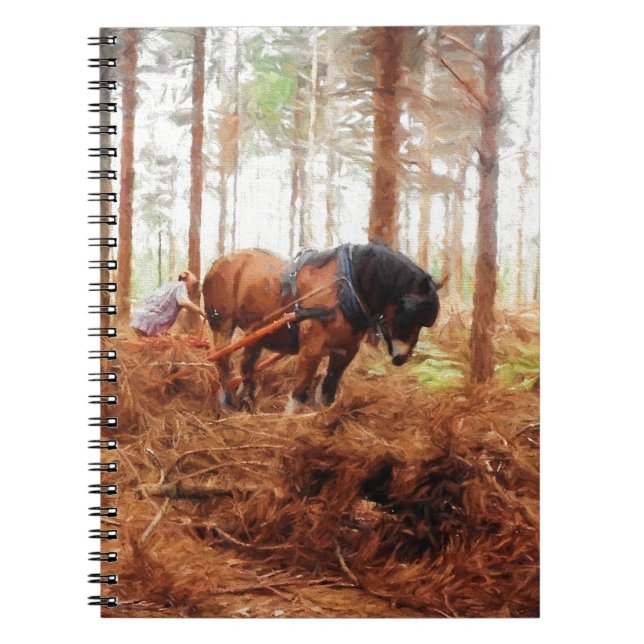 Gentle Giant - Draught Horse Hauling Logs in Fores Notebook (Front)