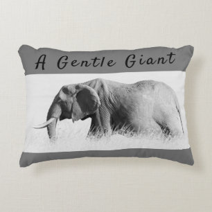 Gentle Giant Elephant high key photo with text Decorative Cushion