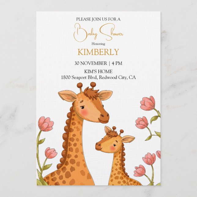 Gentle Giraffe Moments Invitation (Front)