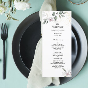 Gentle Greenery Watercolor Leaf & Flower Gold Menu