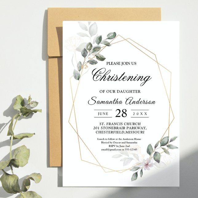  Gentle Greenery Watercolor Leaf Frame & Flower Invitation (Creator Uploaded)
