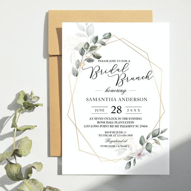  Gentle Greenery Watercolor Leaf Frame & Flower Invitation (Creator Uploaded)