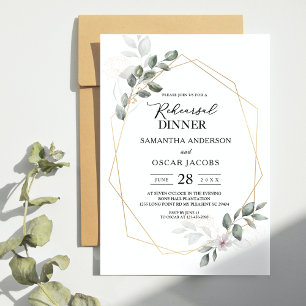 Gentle Greenery Watercolor Leaf Frame & Flower Invitation