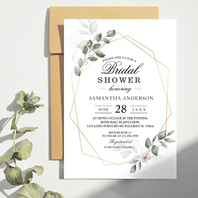  Gentle Greenery Watercolor Leaf Frame & Flower Invitation (Creator Uploaded)