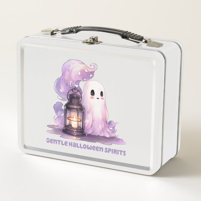 Gentle Halloween Spirits - Pastel Ghost Metal Lunch Box (Front)