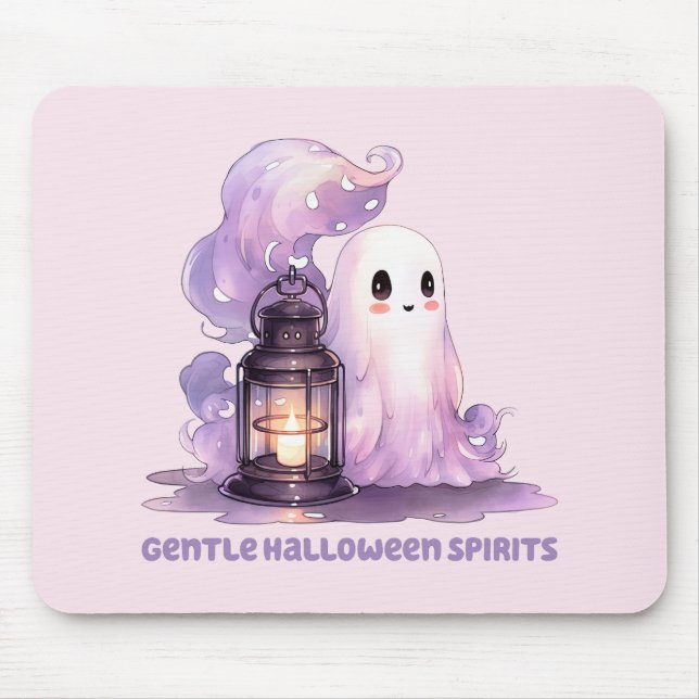 Gentle Halloween Spirits - Pastel Ghost Mouse Pad (Front)