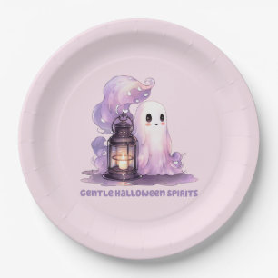 Gentle Halloween Spirits - Pastel Ghost Paper Plate