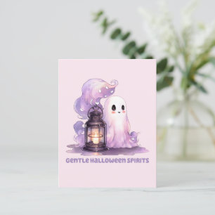 Gentle Halloween Spirits - Pastel Ghost Postcard