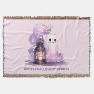 Gentle Halloween Spirits - Pastel Ghost Throw Blanket