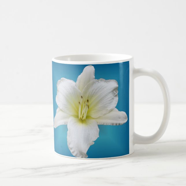 Gentle Lily - Daylily on Blue Coffee Mug (Right)