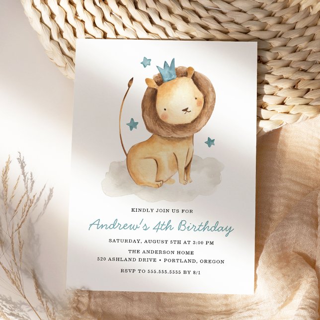 Gentle Lion Birthday Party Invitation (Creator Uploaded)
