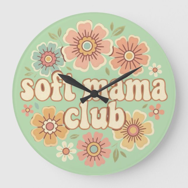 Gentle Mama Coquette Gold Bow Floral Design Large Clock (Front)