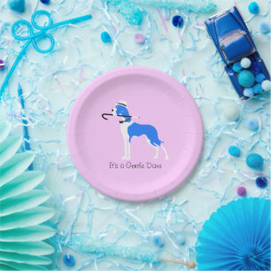 Gentle Mantle Great Dane Sir Illustration  Paper Plate