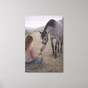 Gentle Meadow Horse Art Stretched Canvas Print