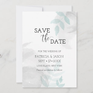 Gentle mint and grey save the date