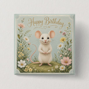 Gentle Mouse Garden Birthday 15 Cm Square Badge