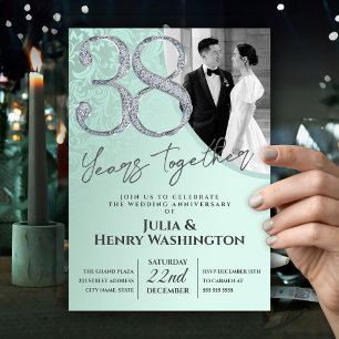 Gentle Ornate 38th Wedding Anniversary Invitation
