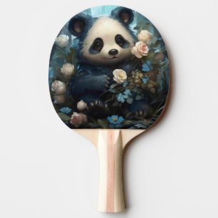 Gentle Panda Bear Among Jungle Roses Ping Pong Paddle