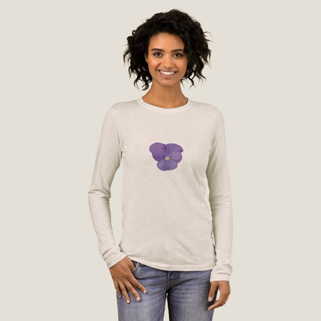 Gentle Pansy Long Sleeve Tri-Blend Shirt (Full Front)