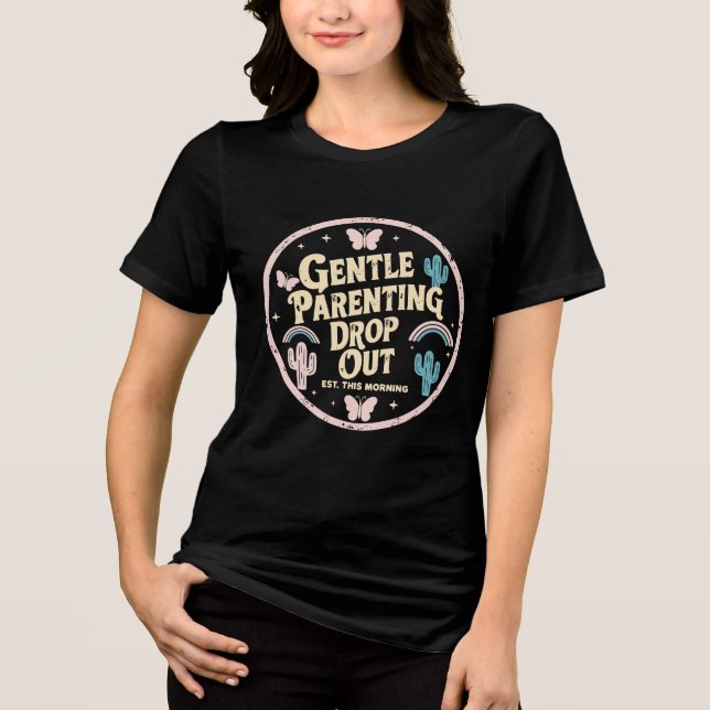 Gentle Parenting Humour Mum Pastel Cactus  Tri-Blend Shirt (Front)