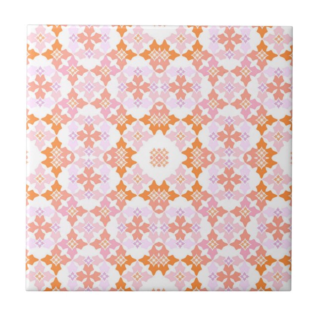 Gentle Pink And Orange Moroccan Inspired  Tile (Front)