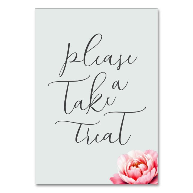 Gentle Pink Minimalist Treat Sign Table Number (Front)
