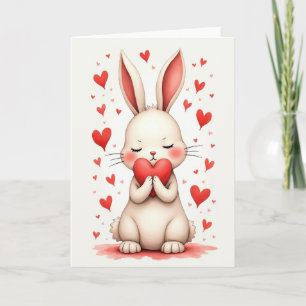 Gentle Rabbit Love Heart Card