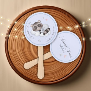 Gentle Racoon Animal Gender Neutral Baby Shower  Hand Fan