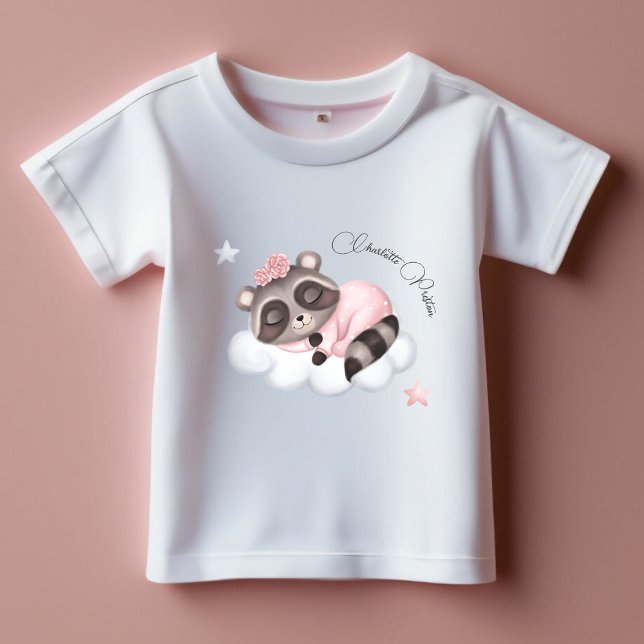 Gentle Racoon Animal Girl Baby Shower Baby T-Shirt (Girl Baby Shower Baby T-Shirt)