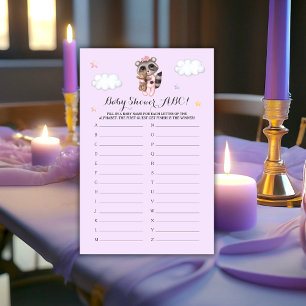 Gentle Racoon Animal Girl Baby Shower Game ABC