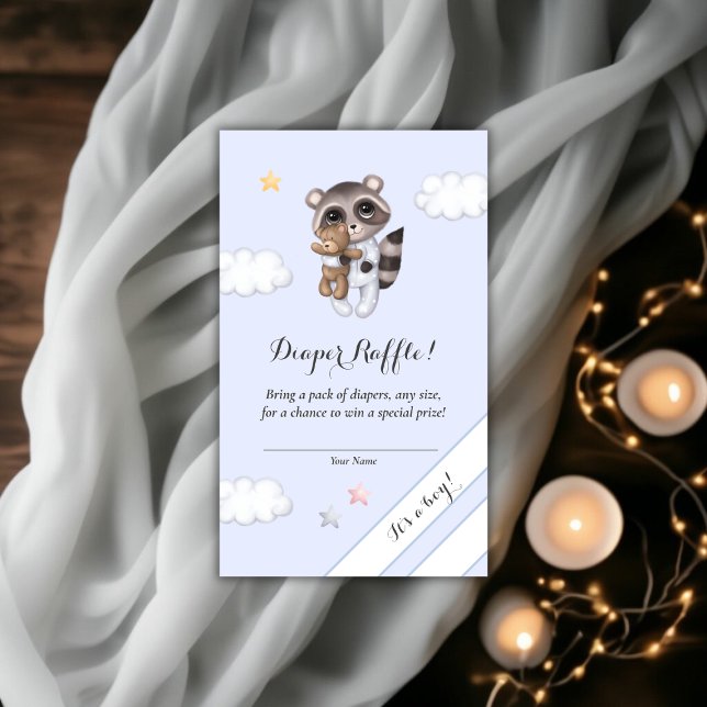 Gentle Racoon Baby Shower Diaper Raffle Enclosure Card (Gentle Raccoon Baby Shower Diaper Raffle Enclosure Card)