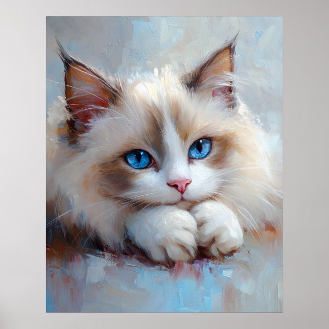 Gentle Ragdoll Cat – Soft Pastel Art Print (Front)