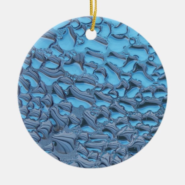 Gentle raindrops on blue glass   ceramic tree decoration (Front)