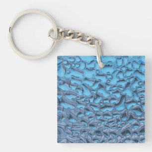 Gentle raindrops on blue glass key ring