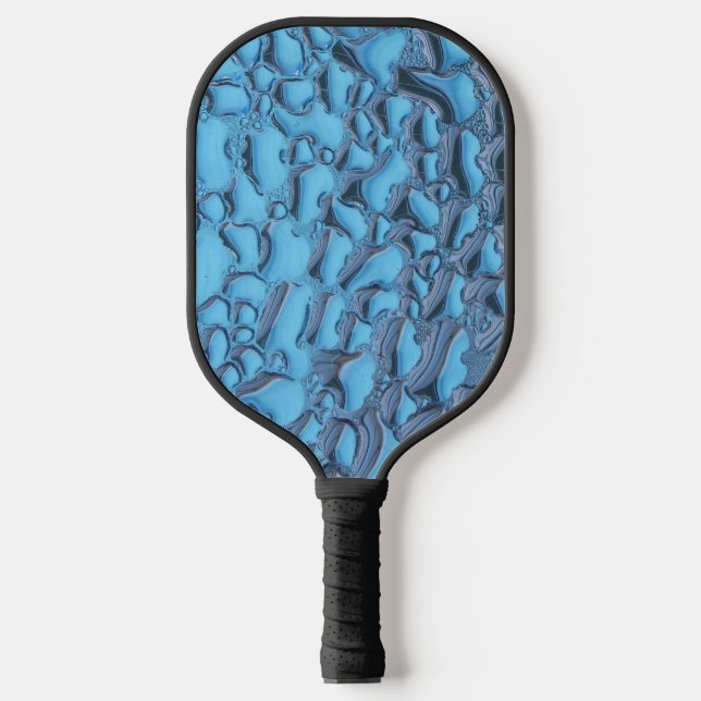 Gentle raindrops on blue glass   pickleball paddle (Front)