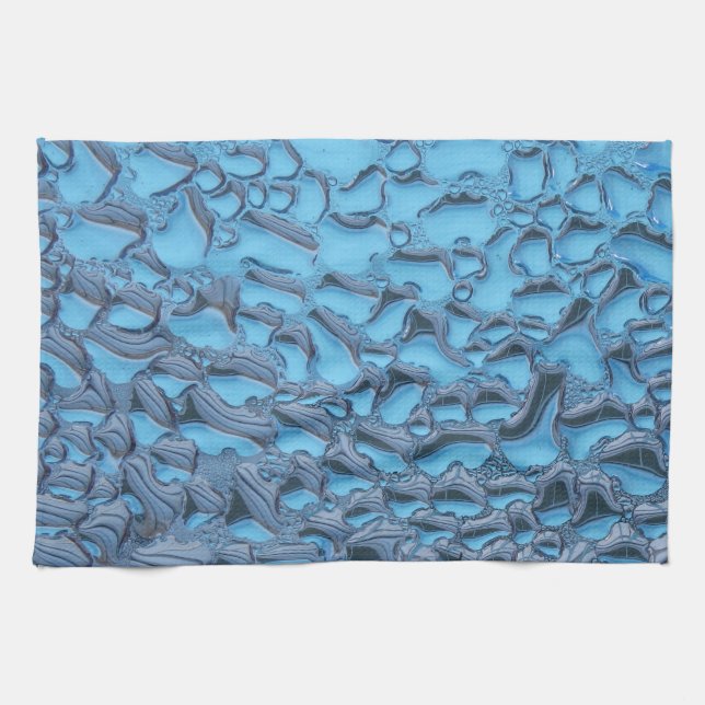Gentle raindrops on blue glass    tea towel (Horizontal)