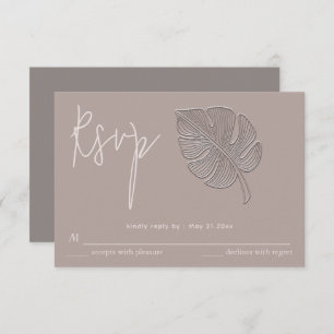 Gentle simple embossed tropical leaf RSVP